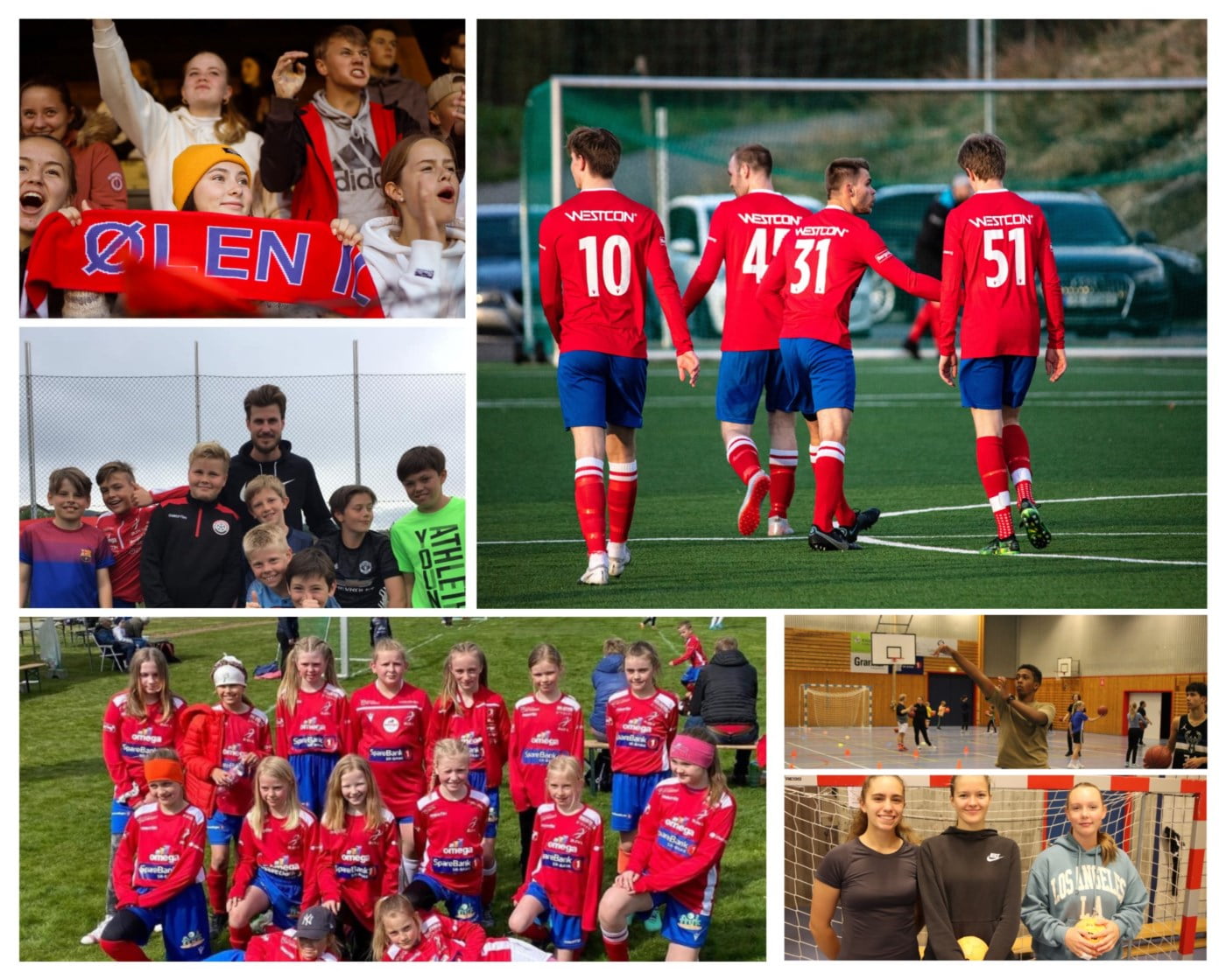 Collage at ulike idrettsøyeblikk i Ølen IL