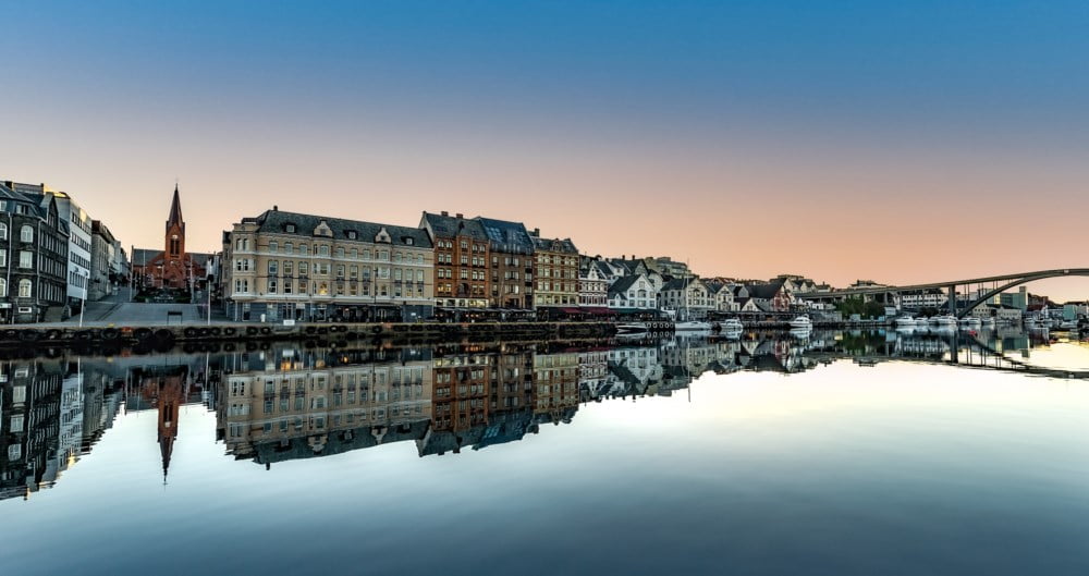 Haugesund i solnedgang